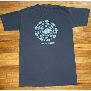 Comfort Colors T-Shirt Mens Medium Gray Turks & Caicos USVI Souvenir